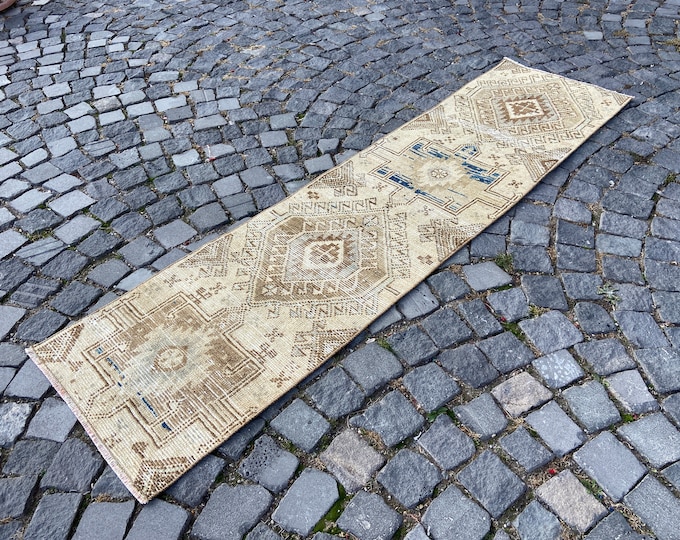 Runner Rug, Turkish rug, Vintage rug, Hallway rug, Wool rug, Handmade rug, Carpet, Kilim, Home decor 56 x 209 cm = 1,8 x 6,8 ft