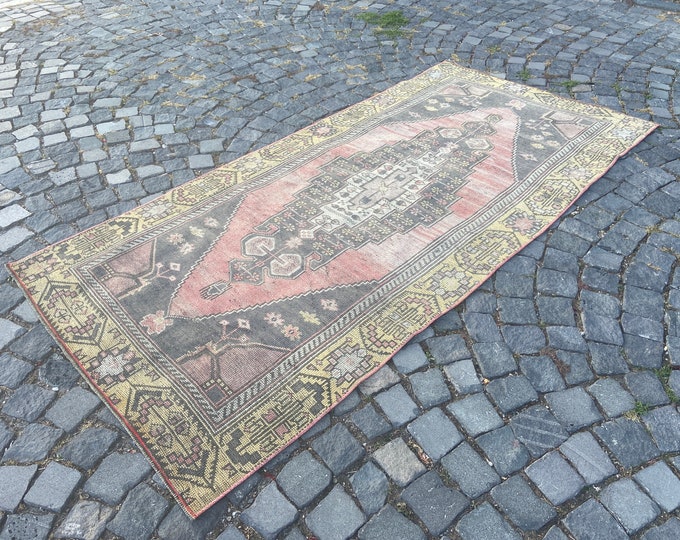 3,7 x 7,8 ft, Turkish handmade area rug, Vintage kilim carpet, Bohemian wool rug, Home decor rug 114 x 239 cm