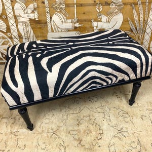 Handgemachte Zebra Ottoman Bank, Sondergröße, Boho Decor