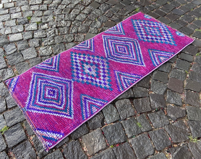 1,9 x 4,4 ft, Organic rug, Turkish rug, Vintage rug, Runner rug, Ethnic rug, Wool rug, Carpet, Anatolian rug, Hand knot rug | 60 x 135 cm