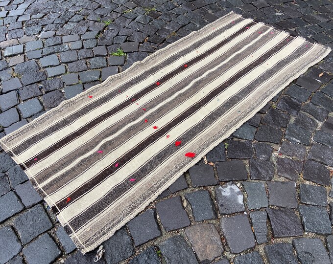 Turkish kilim. Vintage kilim, Kilim runner, Kilim, Handmade kilim, Hallway kilim, Corridor kilim, Turkish rug | 72 x 166 cm = 2,3 x 5,4 ft