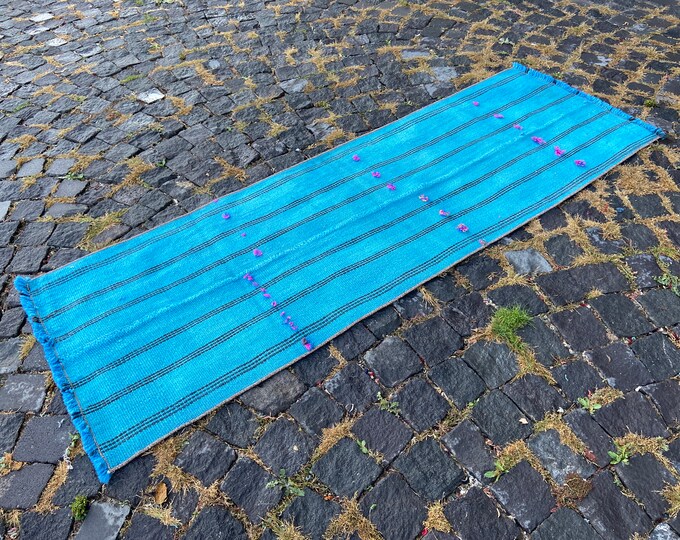 Over dyed rug, Turkish kilim. Vintage kilim, Kilim runner, Kilim, Handmade kilim, Hallway kilim, Turkish rug | 66 x 185 cm = 2,1 x 6,0 ft
