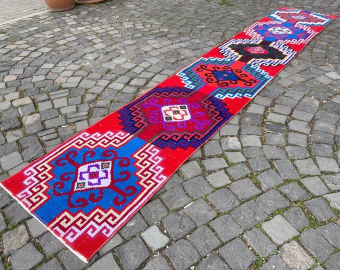 2,1 x 12,3 ft housewarming rug handmade area rug  turkish handmade rug bedroom rugs  turkish rug vintage area  antique rug  floral rug