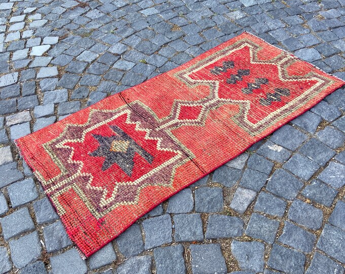 2,1 x 4,4 ft, Boho decor, Turkish rug, Vintage rug, Area Rug, Home decor, Wool rug, Handmade rug, Carpet, Kilim 65 x 136 cm