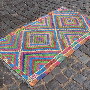 Turkish kilim, Vintage kilim, Area Kilim, Kilim, Handmade kilim, Turkish rug, Wool rug, Home decor | 93 x 162 cm = 3,0 x 5,2 ft