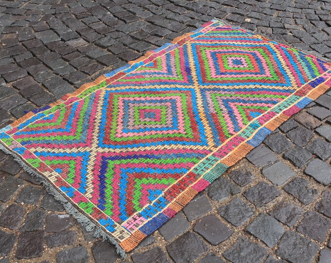 Turkish kilim, Vintage kilim, Area Kilim, Kilim, Handmade kilim, Turkish rug, Wool rug, Home decor | 93 x 162 cm = 3,0 x 5,2 ft