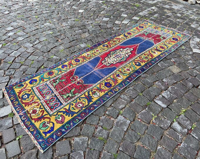 2,4 x 7,6 ft,Vintage handmade wool runner rug, Bohemian Hallway corridor carpet, Pathwork rug | 76 x 232 cm