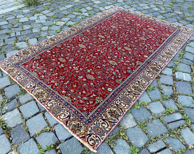 Carpet, Turkish rug, Handmade rug, Area rug, Kilim, Vintage rugs, Wool rug, Bohemian rug 104 x 161 cm = 3,4 x 5,2 ft