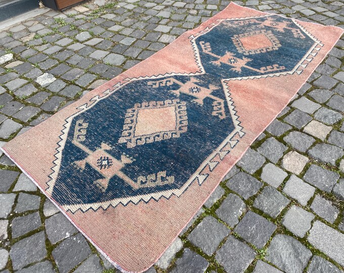 Turkish runner rug, Bohemian kitchen rug, Vintage decor carpet, Hallway rug, For entryway bedroom rug | 85 x 195 cm = 2,7 x 6,3 ft