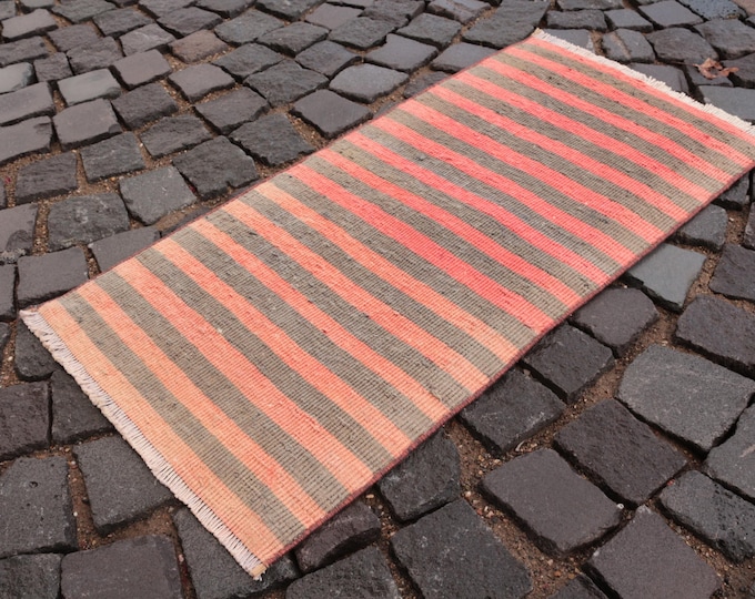 Handmade rug, Turkish rug, Vintage rug, Small Rug, Doormat, Home decor, Wool rug, Carpet, Kilim | 43 x 90 cm = 1,4 x 2,9 ft