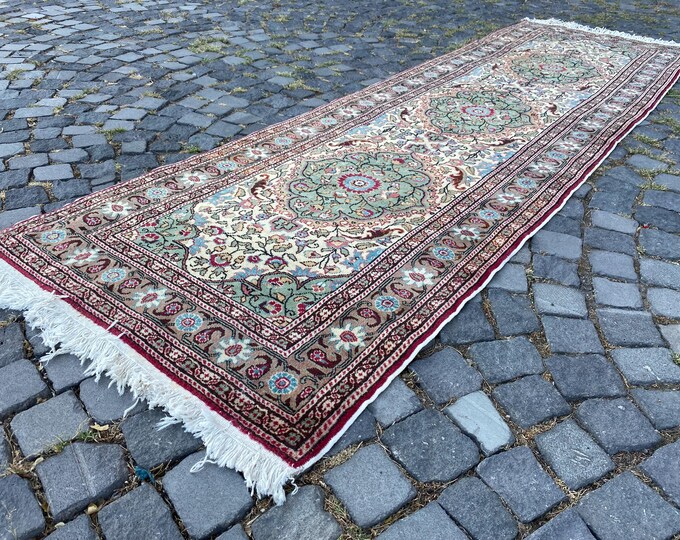 3,9 x 10 ft Handmade rug, Bohemian vintage rug, Turkish large rug, Oushak rug, Wool carpet, Living room