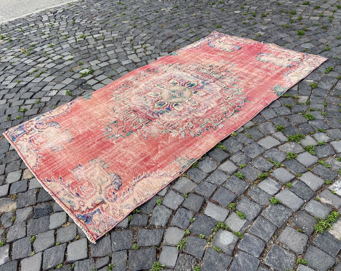 Wool rug, Area Rug, Turkish rug, Home decor, Vintage rug,  Handmade rug, Carpet, Kilim | 133 x 249 cm = 4,3 x 8,1 ft