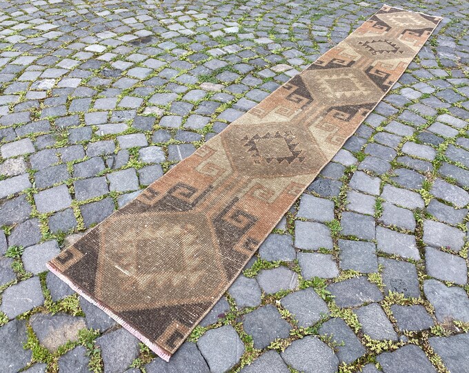 Bohemian rug, Turkish rug, Vintage rug, Runner Rug, Hallway rug, Wool rug, Handmade rug, Carpet, Kilim, 41 x 281 cm = 1,3 x 9,2 ft