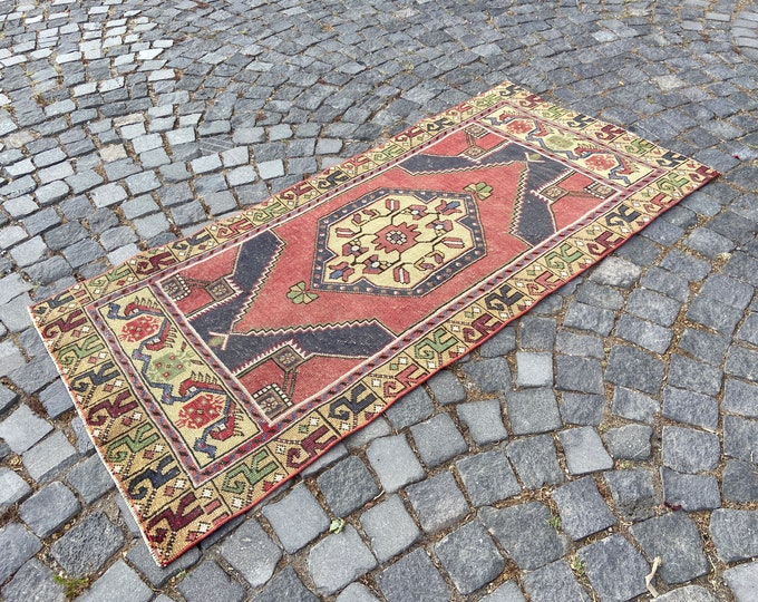 Vintage rug, Area Rug, Turkish rug, Home decor, Wool rug, Handmade rug, Carpet, Kilim 86 x 182 cm = 2,8 x 5,9 ft