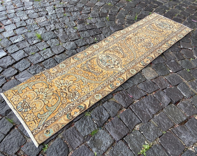 Entryway rug, Wool rug, Runner rug, Bohemian rug, Vintage rug, Turkish rug, Room decor, Interior Decor | 47 x 170 cm = 1,5 x 5,5 ft