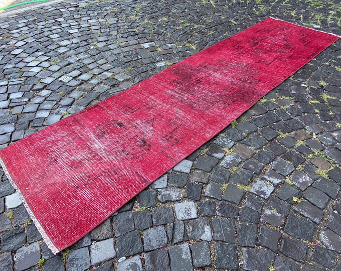 2,8 x 10,4 ft, Turkish rug, Vintage rug, Runner Rug, Hallway rug, Wool rug, Handmade rug, Carpet, Kilim, Home decor | 86 x 320 cm