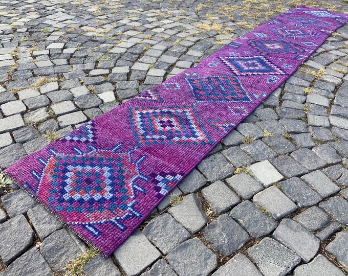 1,7 x 10 ft housewarming rug handmade area rug  turkish handmade rug bedroom rugs  turkish rug vintage area  antique rug  floral rug