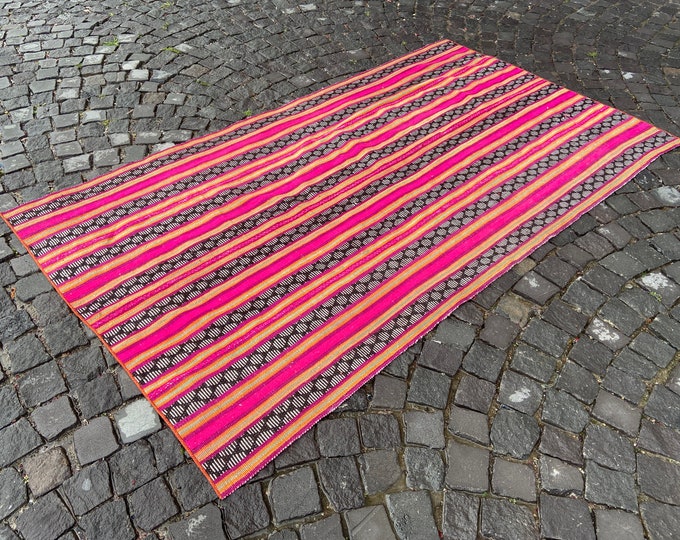 4,4 x 7,8 ft, Handmade rug, Wool rug, Area Rug, Turkish rug, Home decor, Vintage rug,  Carpet, Kilim | 135 x 239 cm