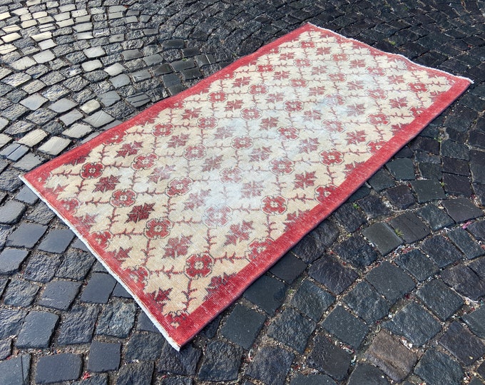 Bohemian rug, Area Rug, Turkish rug, Home decor, Vintage rug, Wool rug, Handmade rug, Carpet, Kilim | 99 x 180 cm = 3,2 x 5,9 ft
