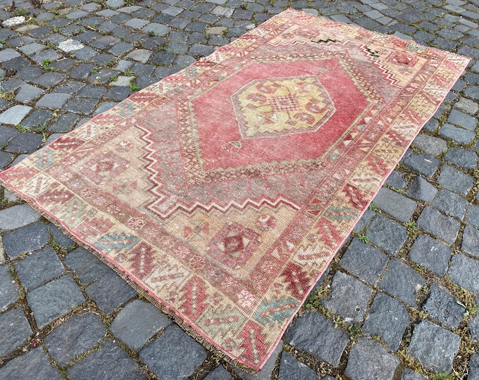Bohemian rug, Area Rug, Turkish rug, Home decor, Vintage rug, Wool rug, Handmade rug, Carpet, Kilim | 94 x 170 cm = 3,0 x 5,5 ft