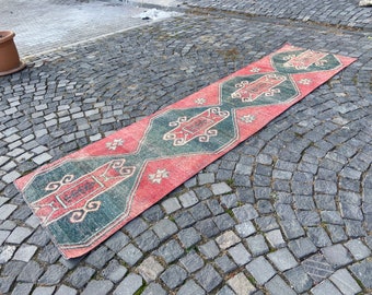 Turkish rug, Runner Rug, Hallway rug, Wool rug, Handmade rug, Carpet, Kilim, Home decor 85 x 336 cm = 2,7 x 11,0 ft