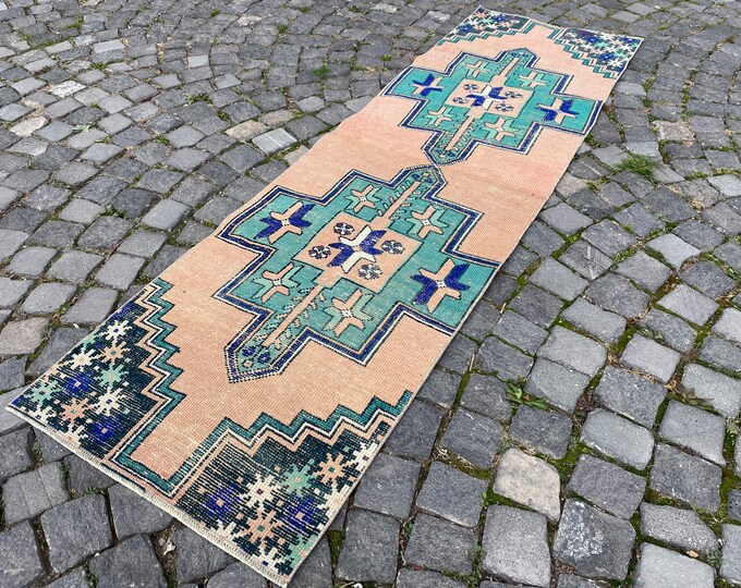2,2 x 4,2 ft Carpet, Dining room rug, Vintage runner rug, Wool rug, Handmade rug, Hallway rug, Home decor, Bohemian rug | 69 x 130 cm