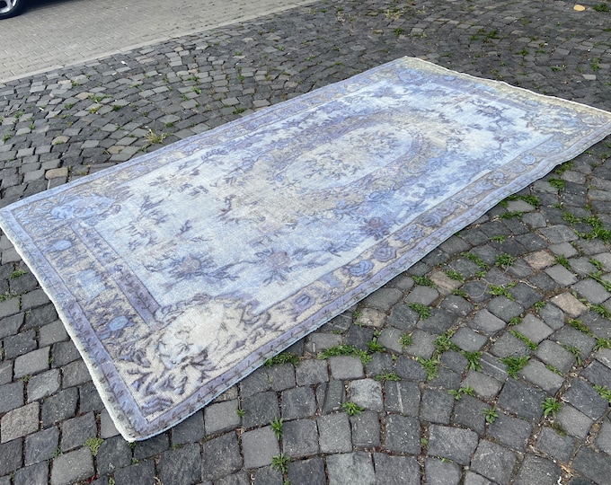 Overdyed Turkish rug, Handmade wool rug, Vintage bohemian rug, Large carpet, Living room rug | 164 x 294 cm = 5,3 x 9,6 ft