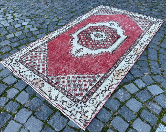 111 x 200 cm = 3,6 x 6,5 ft ft,Bohemian rug, Area Rug, Turkish rug, Home decor, Vintage rug, Wool rug, Handmade rug, Carpet, Kilim |