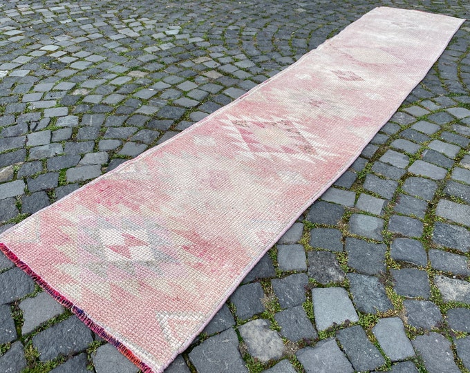 Turkish rug, Vintage rug, Runner Rug, Hallway rug, Wool rug, Handmade rug, Carpet, Kilim, Home decor | 66 x 340 cm = 2,1 x 11, ft