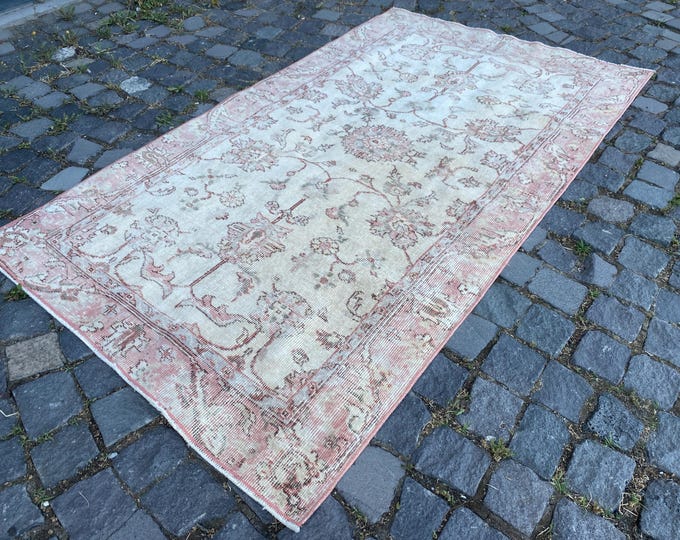 Turkish handmade rug, Bohemian wool rug, Kitchen carpet, Decor rug, Entryway rug | 108 x 186 cm = 3,5 x 6,1 ft