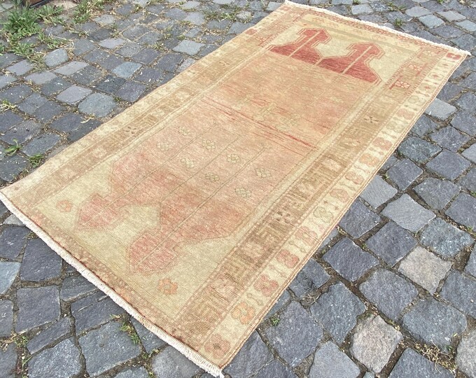 Turkish handmade rug, Bohemian wool rug, Kitchen carpet, Decor rug, Entryway rug | 86 x 155 cm = 2,8 x 5,0 ft