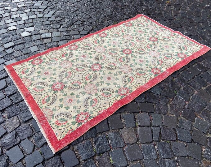 Handmade rug, Wool rug, Area Rug, Turkish rug, Home decor, Vintage rug,  Carpet, Kilim | 110 x 199 cm = 3,6 x 6,5 ft