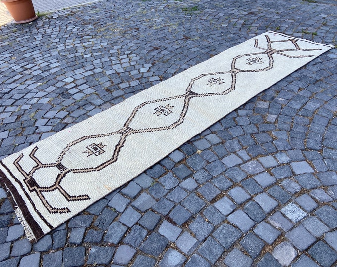 Persian style rug, Handmade rug, Wool rug, Runner rug, Bohemian rug, Carpet, Hallway rug | 83 x 336 cm = 2,7 x 11 ft