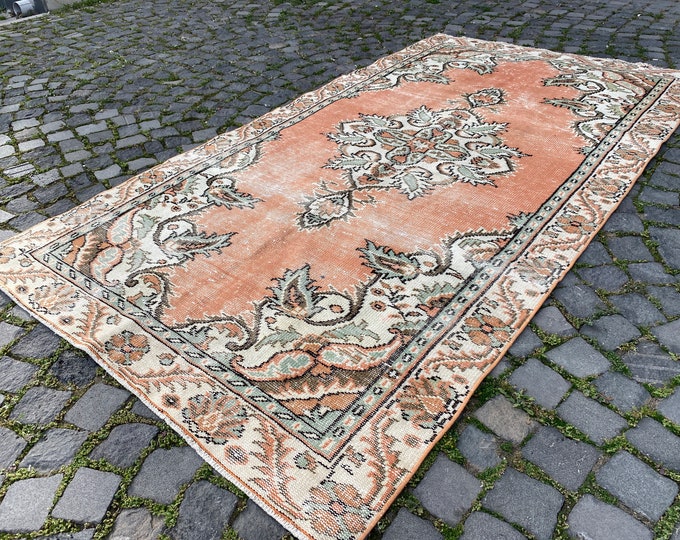 Bohemian Rug, Carpet Kilim Rug, Vintage Rug, Living Room Rug, Oushak Rug, Handmade Wool Rug, Turkish Rug Large, 138 x 258 cm = 4,5 x 8,4 ft