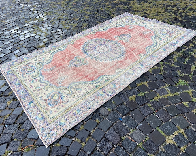 Large rug, Handmade rug, Wool rug, Turkish rug, Bohemian rug, Hand-knotted rug, Organic rug, Oushak rug | 157 x 268 cm = 5,1 x 8,7 ft