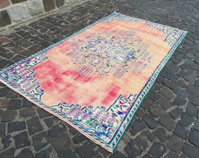Oushak Rug, Handmade Wool Rug, Turkish Rug Large, Bohemian Rug, Carpet Kilim Rug, Vintage Rug, Area Rug !! 146 cm x 254 cm = 4,7 ft x 8,2 ft