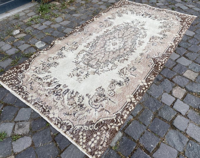 Turkish rug, Vintage rug,  Area rug , Wool rug,  Boho decor, Handmade Carpet | 106 x 202 cm = 3,4 x 6,6 ft