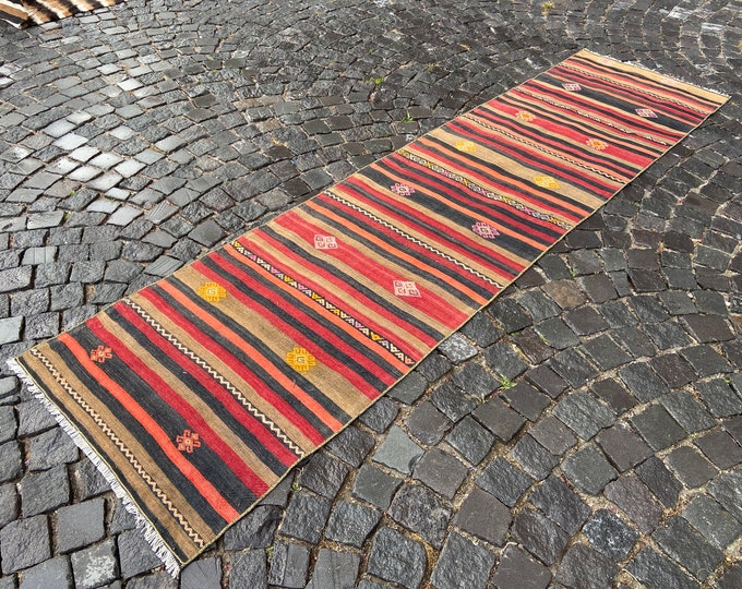 2,6 x 10,0 ft,Turkish Kilim, Vintage Kilim, Runner Kilim, Bohemian rug, Wool rug, Handmade rug, Carpet, Decor rug | 81 x 307 cm