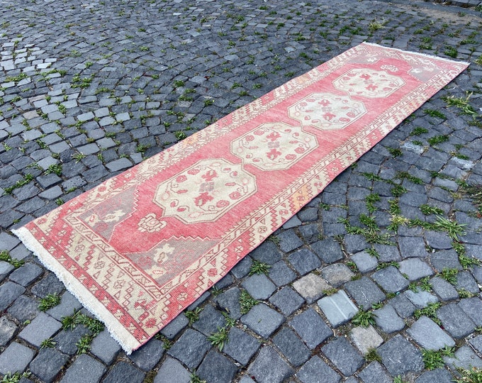 Turkish rug, Vintage rug, Runner Rug, Hallway rug, Wool rug, Handmade rug, Carpet, Kilim, Home decor 84 x 296 cm = 2,7 x 9,7 ft