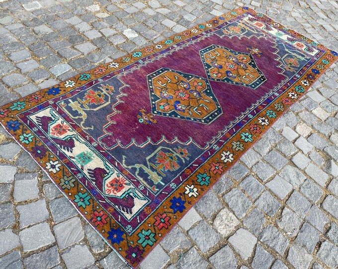 Handmade vintage rug Turkish runner rug Wool rug Carpet Bohemian rug Oushak Rug Traditional rug