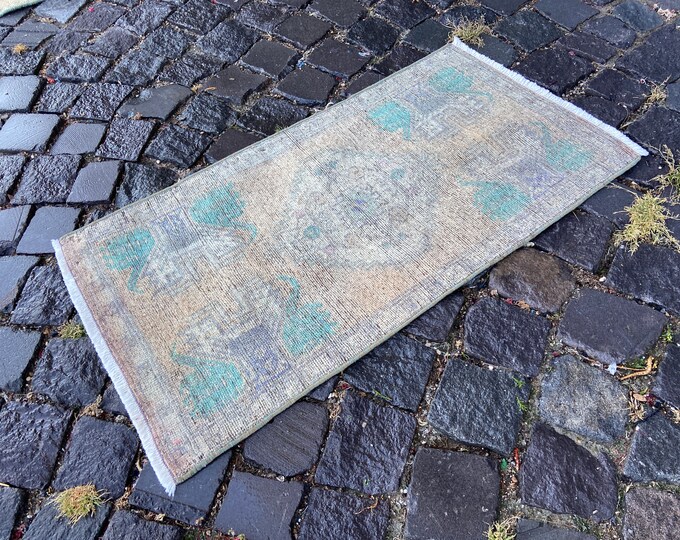 Handmade rug, Turkish rug, Vintage rug, Small Rug, Doormat, Home decor, Wool rug, Carpet, Kilim | 47 x 89 cm = 1,5 x 2,9 ft