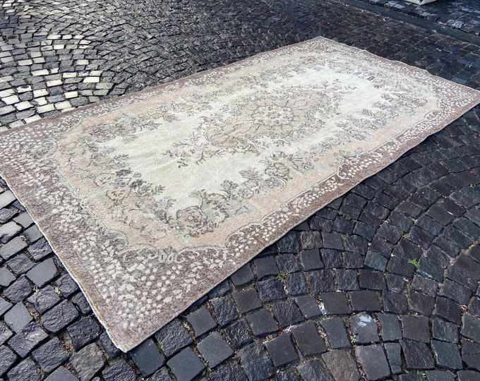 Vintage rug, Large rug, Turkish rug, Oushak  rug, Wool rug, Handmade rug, Carpet, Kilim, Home decor | 136 x 283 cm = 4,4 x 9,2 ft