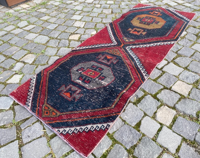 Runner Rug, Turkish rug, Vintage rug, Hallway rug, Wool rug, Handmade rug, Carpet, Kilim, Home decor | 64 x 170 cm = 2,0 x 5,5 ft