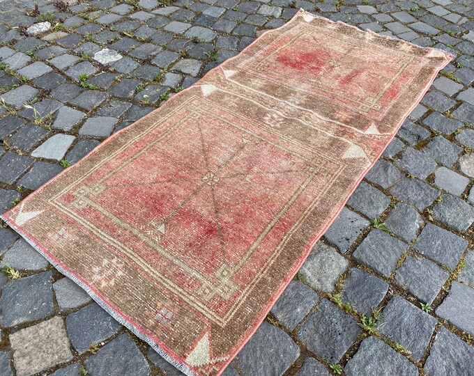 Carpet, Dining room rug, Vintage runner rug, Wool rug, Handmade rug, Hallway rug, Home decor, Bohemian rug | 70 x 140 cm = 2,2 x 4,5 ft