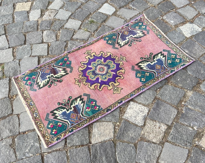 Turkey rug, Vintage rug, Small Rug, Doormat, Home decor, Wool rug, Handmade rug, Carpet, Kilim 47 x 87 cm = 1,5 x 2,8 ft