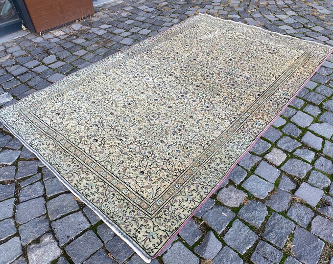 housewarming rug handmade rug turkish rug  vintage runner rug antique rug  gift for mom  farmhouse rug 136 x 210 cm = 4,4 x 6,8 ft
