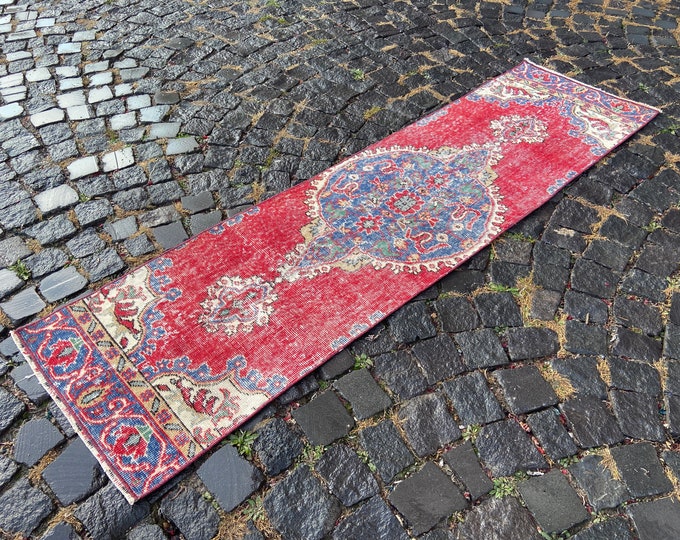 1,8 x 6,5 ft,Mini runner rug, Turkish wool rug, Vintage runner rug, Bohemian rug, Entryway rug, Carpet, Home decor | 56 x 200 cm