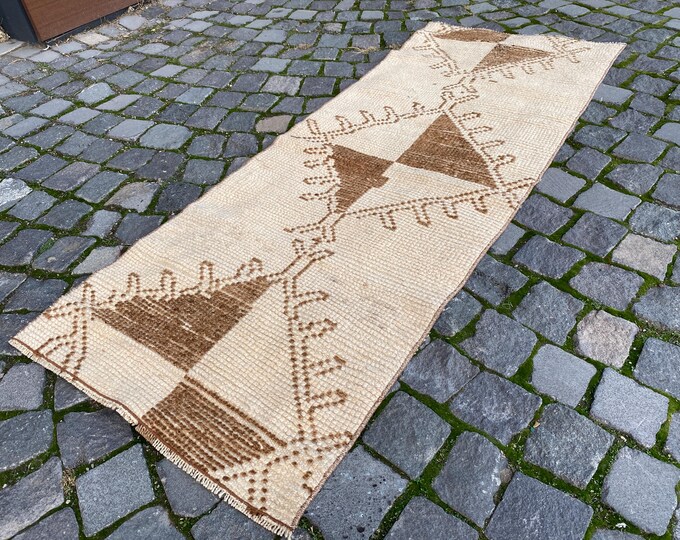 handmade area rug  turkish handmade rug bedroom rugs  turkish rug vintage area  antique rug  floral rug | 64 x 170 cm = 2,0 x 5,5 ft