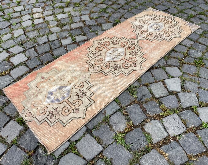 Geometric rug, Runner rug, Turkish rug, Natural dyed rug, Bohemian rug, Decor rug, Entyway rug, Corridor rug 54 x 155 cm = 1,7 x 5,0 ft