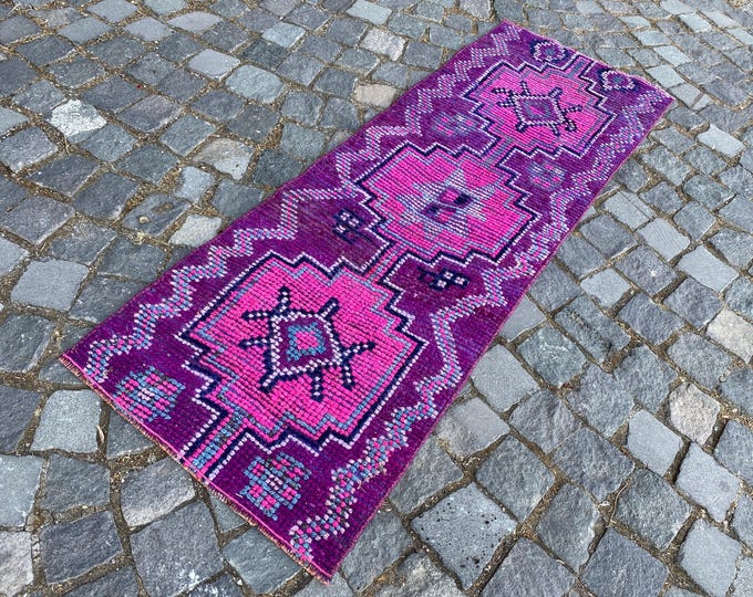 Handmade vintage rug Turkish runner rug Wool rug Carpet Bohemian rug Oushak Rug Traditional rug